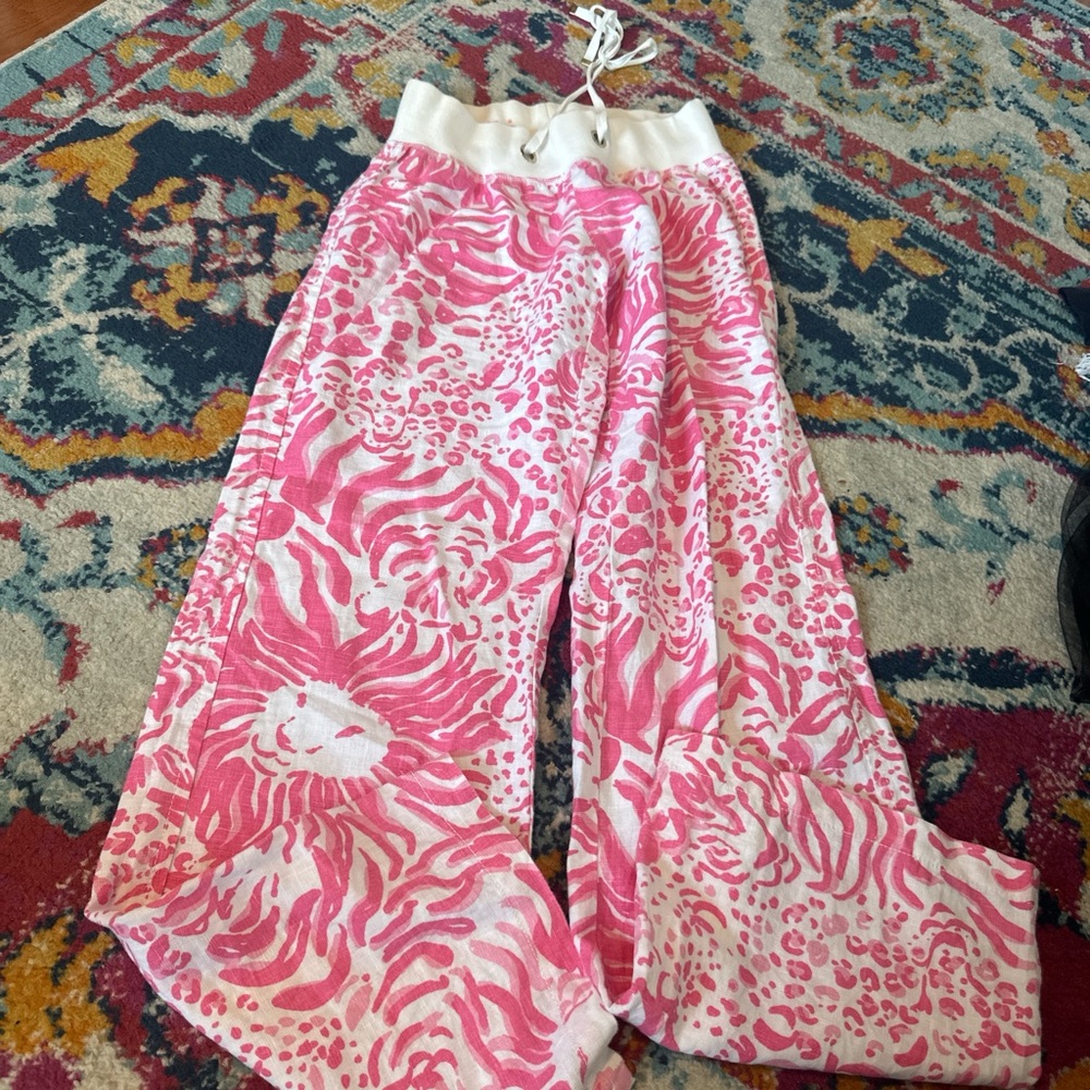 Lilly Pulitzer Pink and White Kids Pajama Bottoms